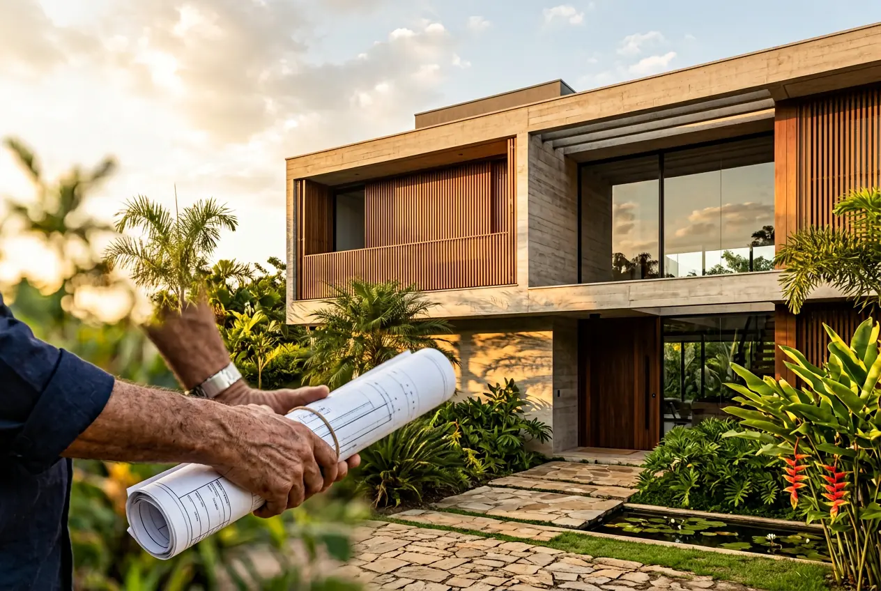 Fachada de obra residencial concluída